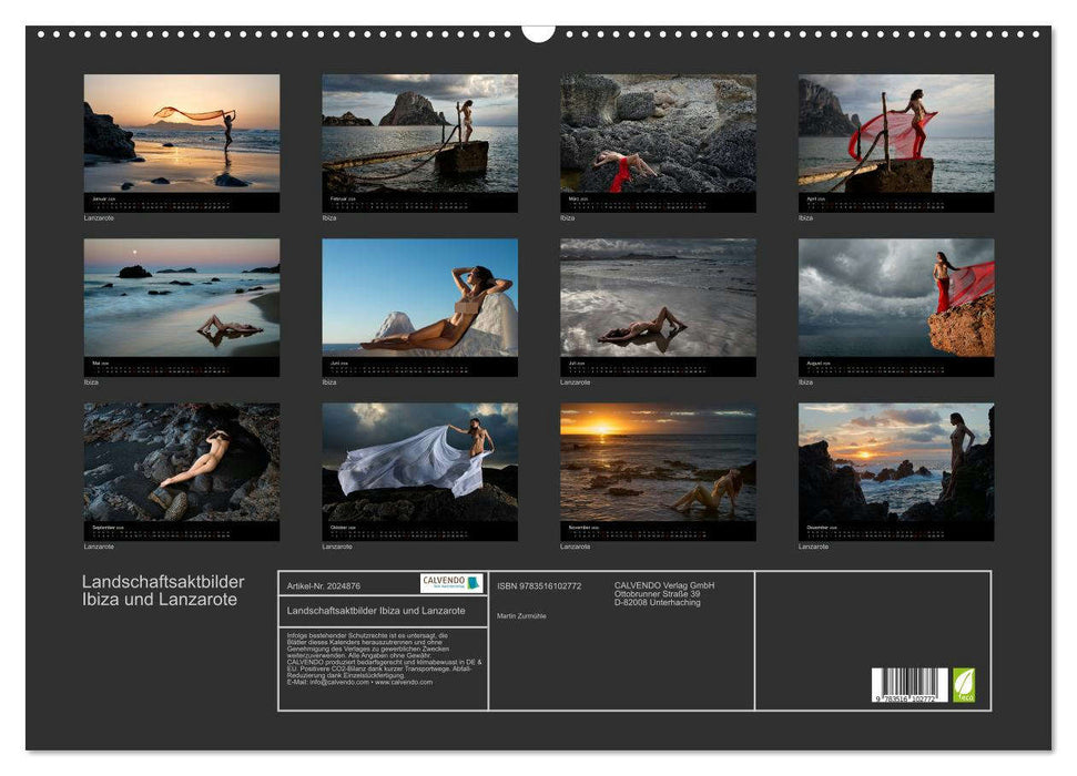 Landschaftsaktbilder Ibiza und Lanzarote (CALVENDO Wandkalender 2026)