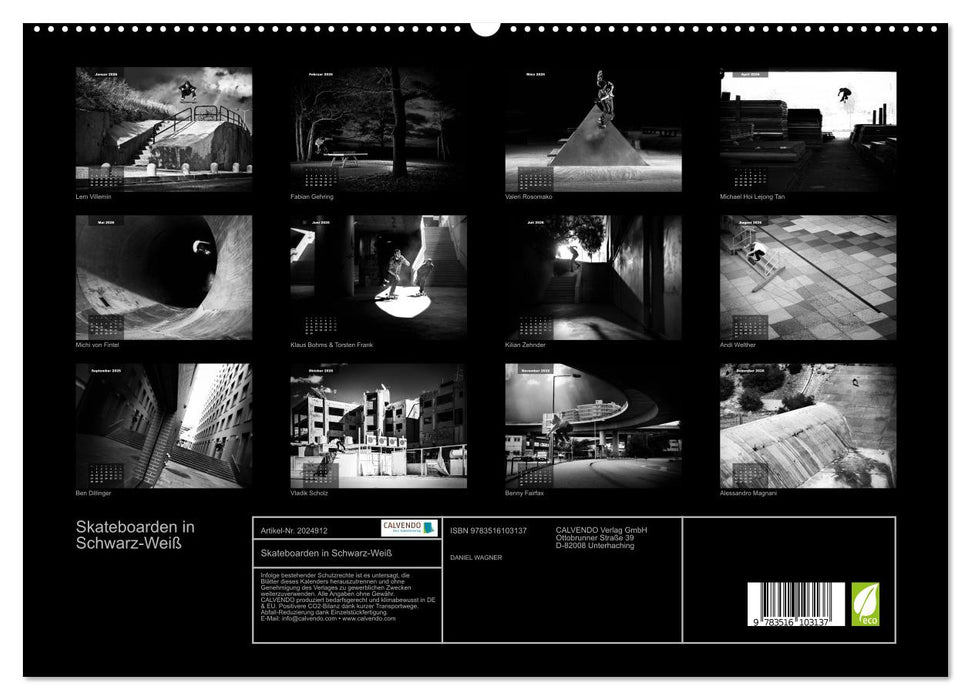 Skateboarden in Schwarz-Weiß (CALVENDO Premium Wandkalender 2026)