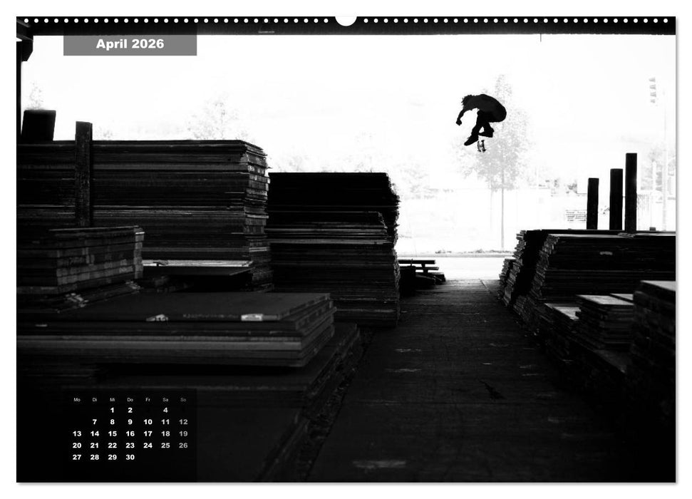 Skateboarden in Schwarz-Weiß (CALVENDO Premium Wandkalender 2026)