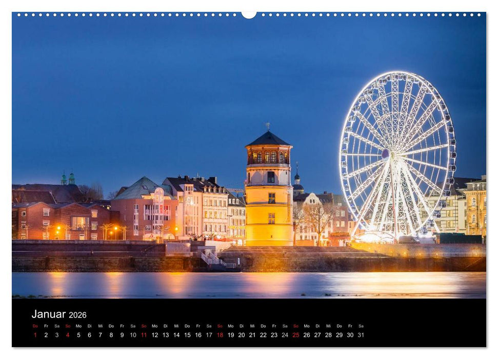 Düsseldorf bei Nacht (CALVENDO Wandkalender 2026)