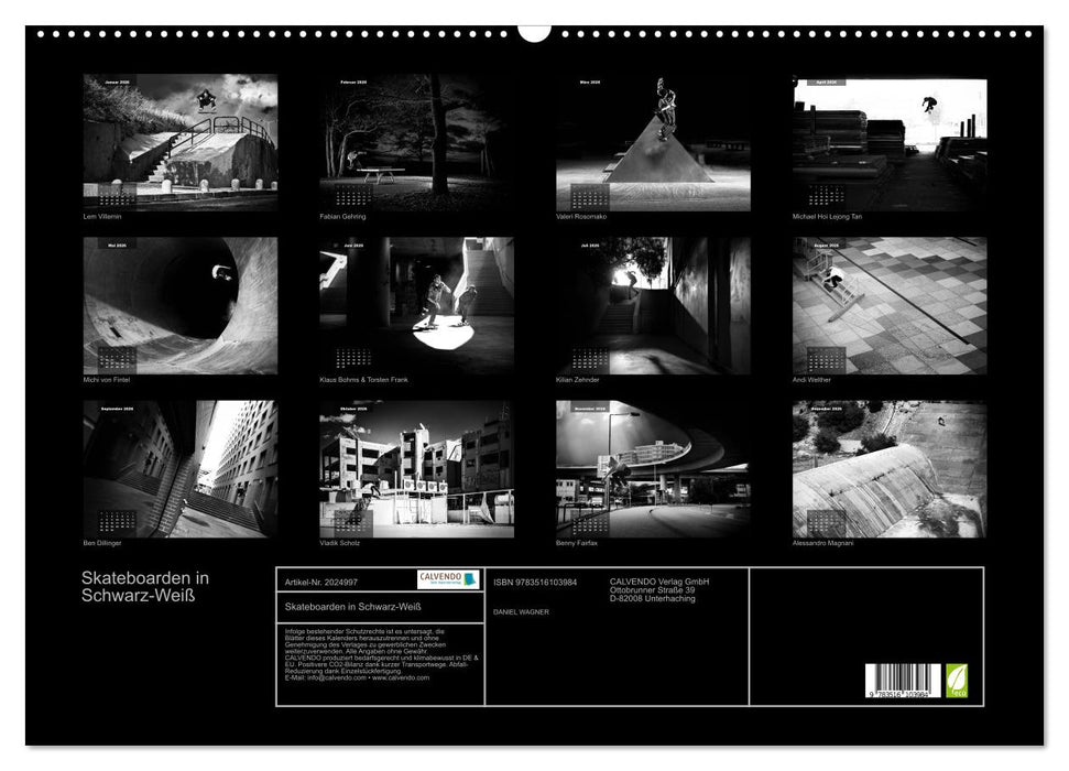 Skateboarden in Schwarz-Weiß (CALVENDO Wandkalender 2026)