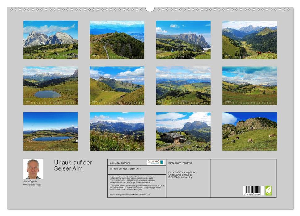 Urlaub auf der Seiser Alm (CALVENDO Wandkalender 2026)