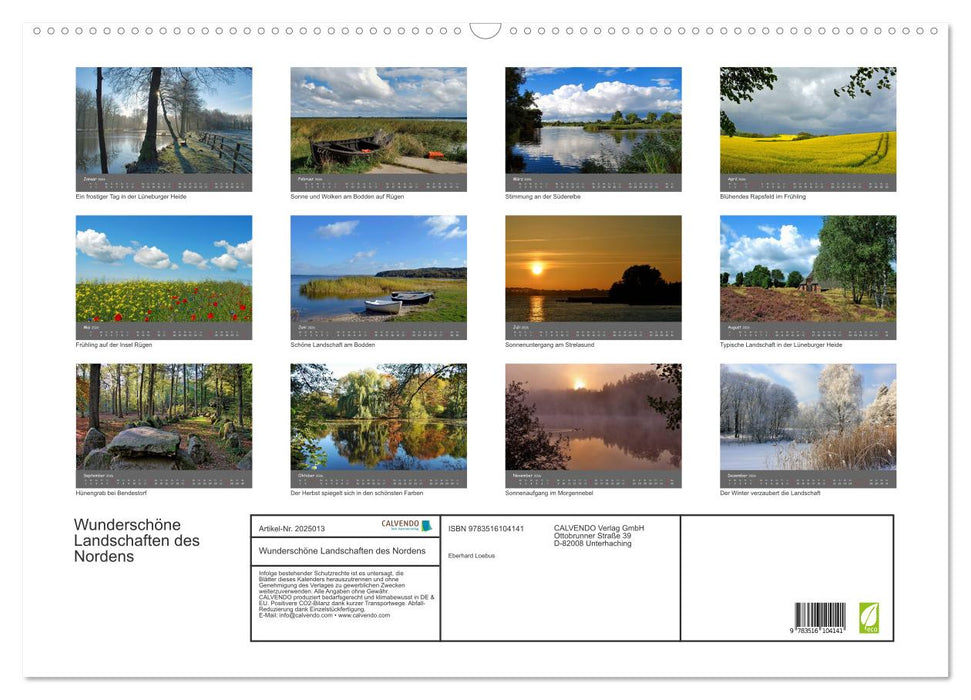 Wunderschöne Landschaften des Nordens (CALVENDO Wandkalender 2026)