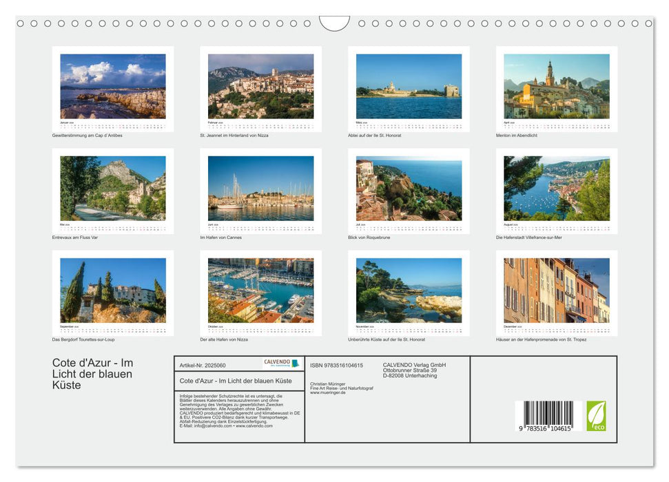 Cote d'Azur - Im Licht der blauen Küste (CALVENDO Wandkalender 2026)