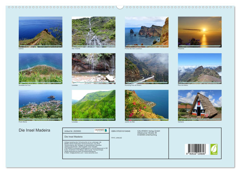 Die Insel Madeira (CALVENDO Premium Wandkalender 2026)