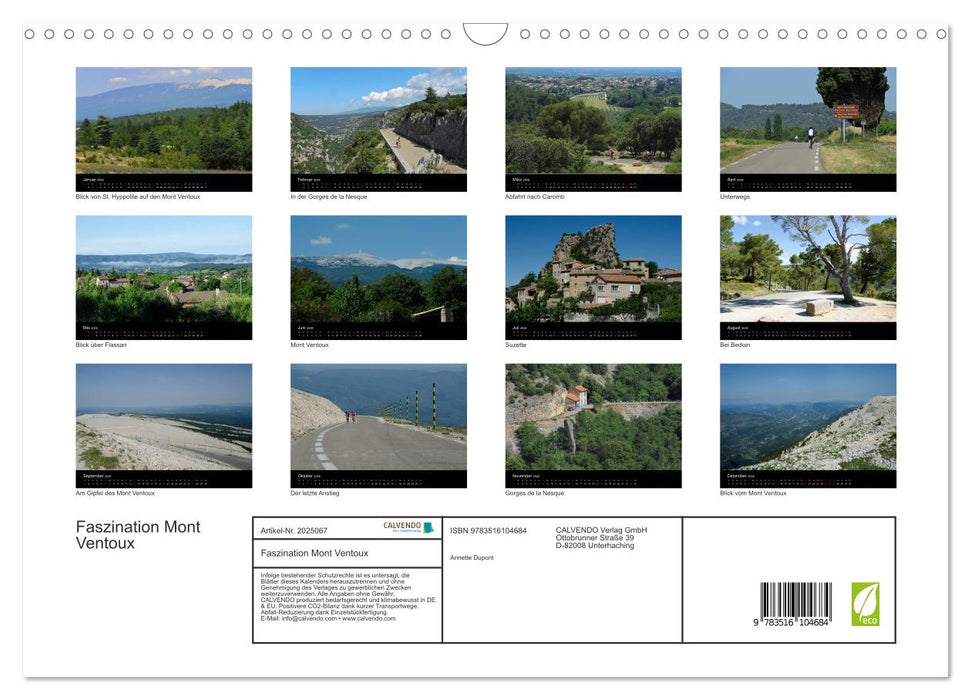 Faszination Mont Ventoux (CALVENDO Wandkalender 2026)