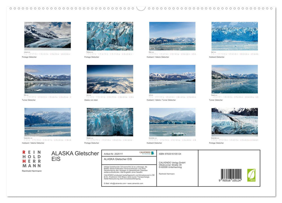 ALASKA Gletscher EIS (CALVENDO Premium Wandkalender 2026)