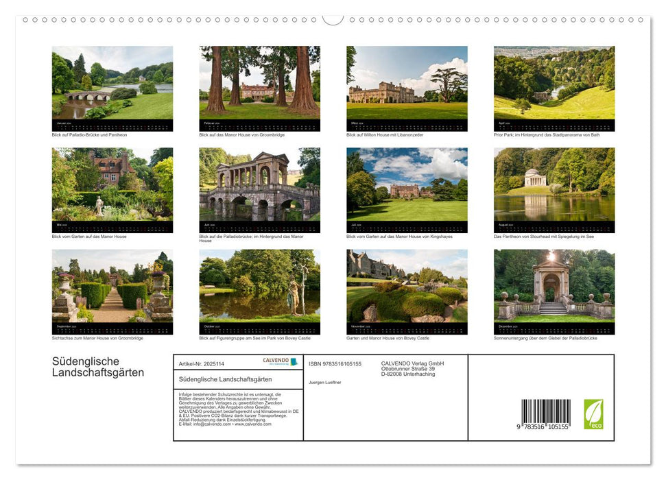 Südenglische Landschaftsgärten (CALVENDO Premium Wandkalender 2026)