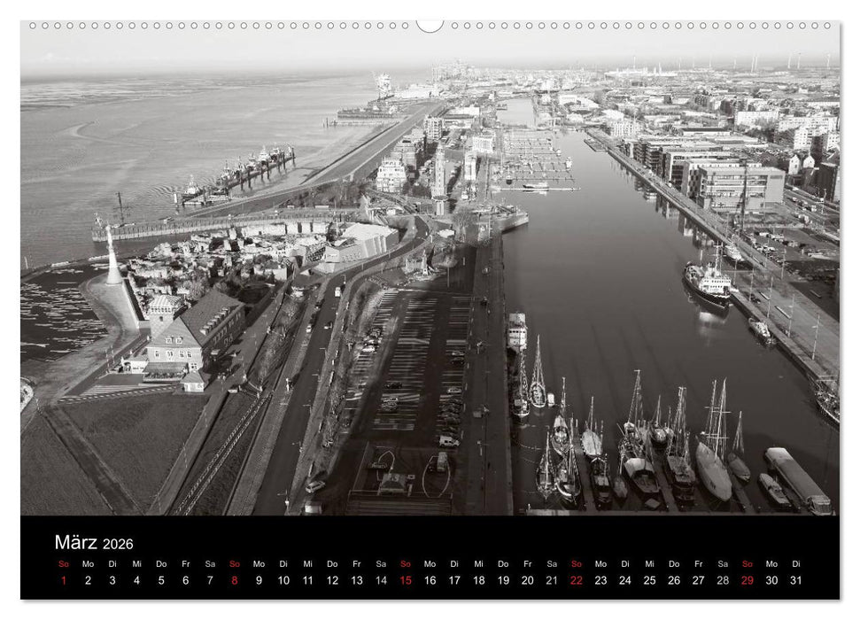 Bremerhaven - Blickpunkte Schwarzweiß (CALVENDO Wandkalender 2026)