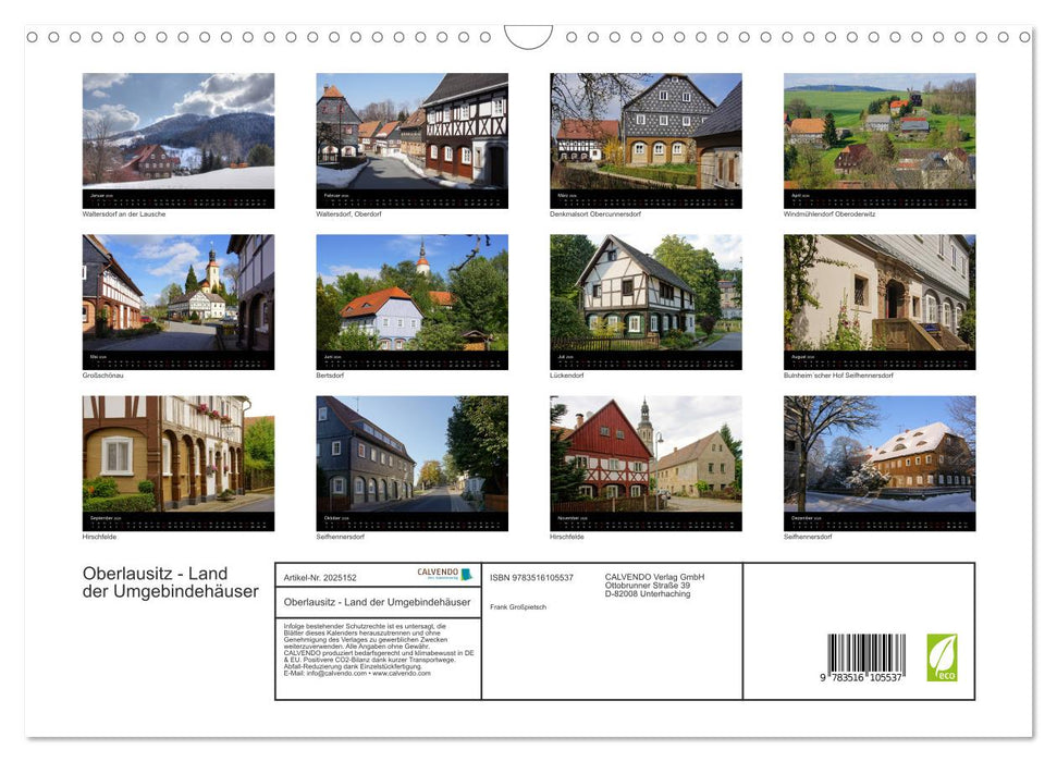 Oberlausitz - Land der Umgebindehäuser (CALVENDO Wandkalender 2026)