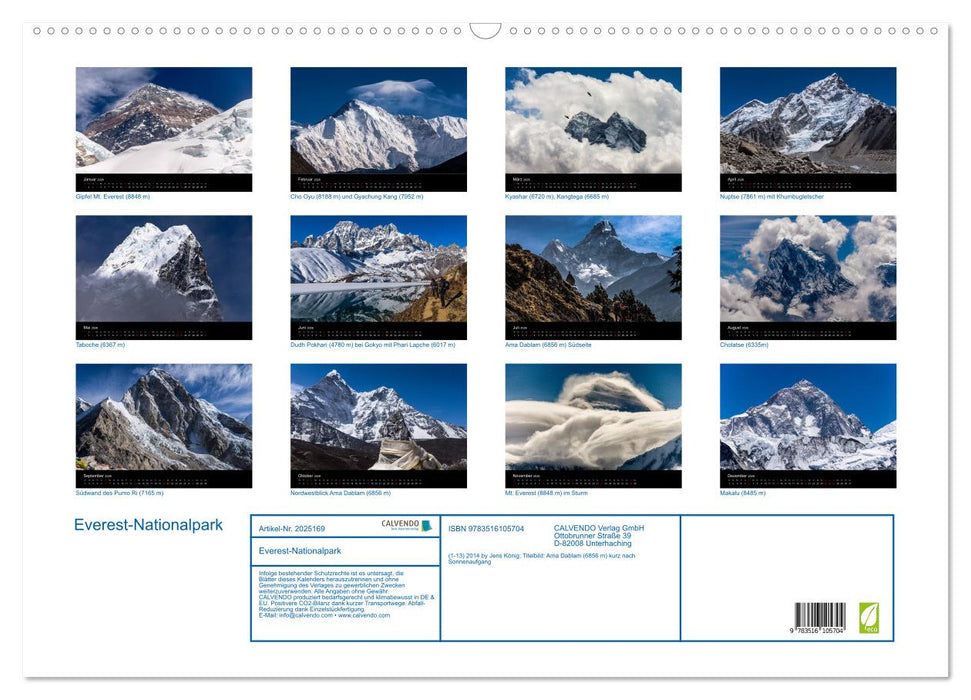 Everest-Nationalpark (CALVENDO Wandkalender 2026)