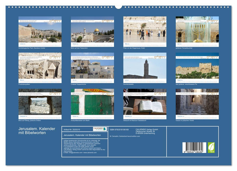 Jerusalem. Kalender mit Bibelworten (CALVENDO Premium Wandkalender 2026)