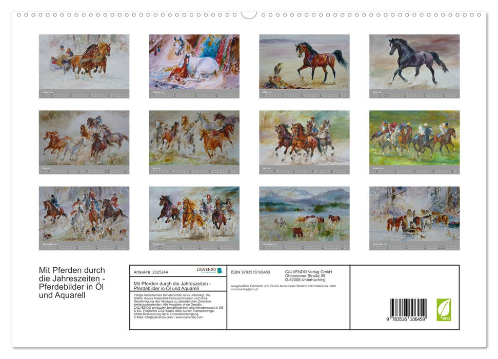 Mit Pferden durch die Jahreszeiten - Pferdebilder in Öl und Aquarell (CALVENDO Premium Wandkalender 2026)