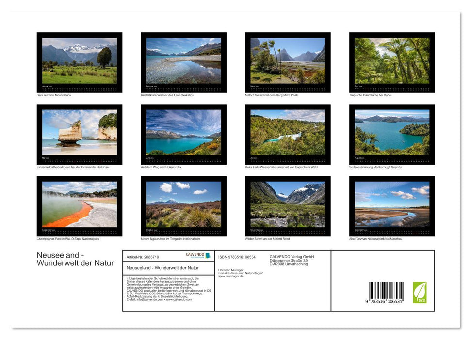 Neuseeland - Wunderwelt der Natur (CALVENDO Premium Wandkalender 2026)
