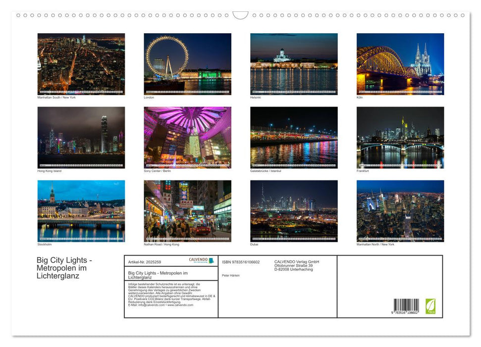 Big City Lights - Metropolen im Lichterglanz (CALVENDO Wandkalender 2026)