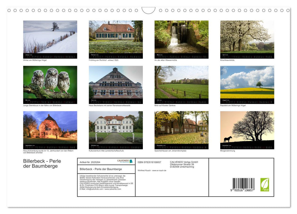 Billerbeck - Perle der Baumberge (CALVENDO Wandkalender 2026)