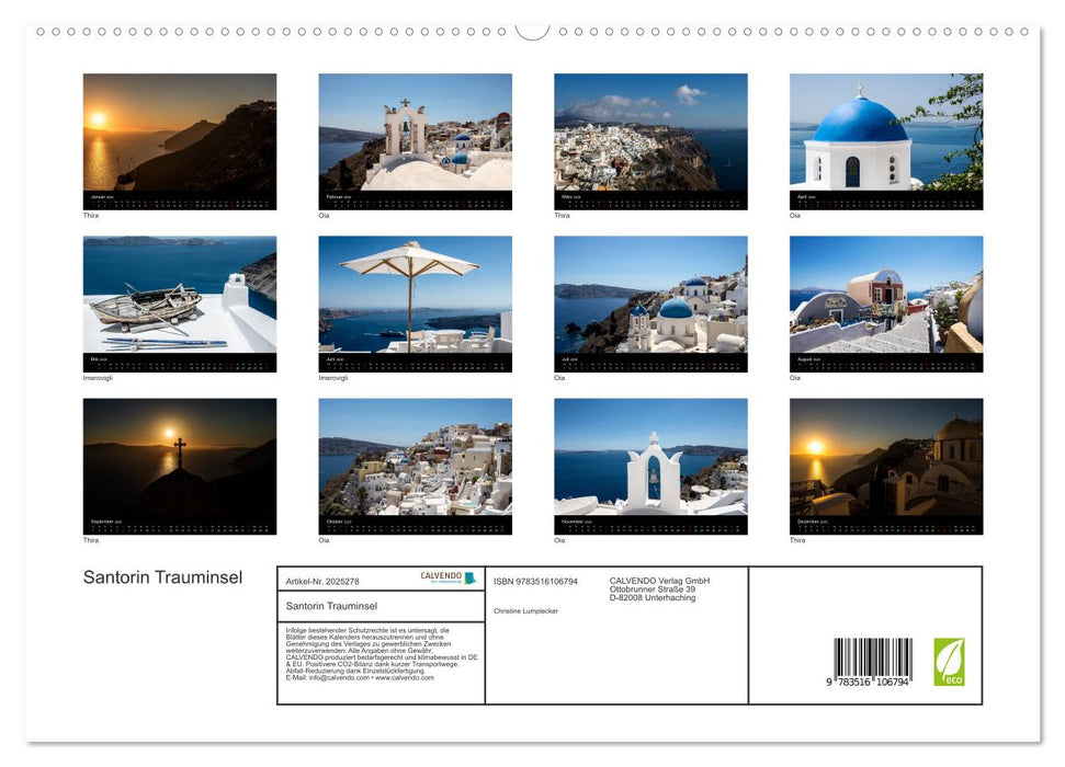 Santorin Trauminsel (CALVENDO Premium Wandkalender 2026)