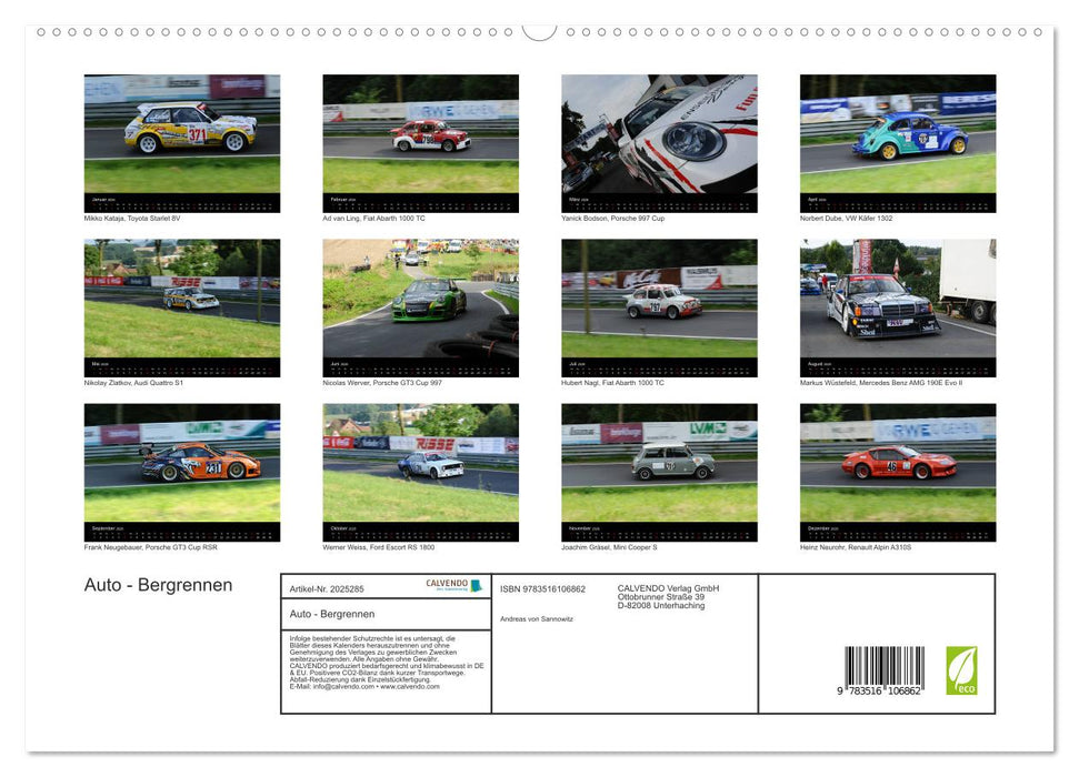 Auto - Bergrennen (CALVENDO Premium Wandkalender 2026)