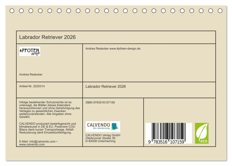 Labrador Retriever 2026 (CALVENDO Wandkalender 2026)
