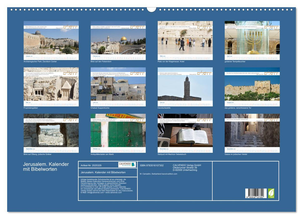 Jerusalem. Kalender mit Bibelworten (CALVENDO Wandkalender 2026)