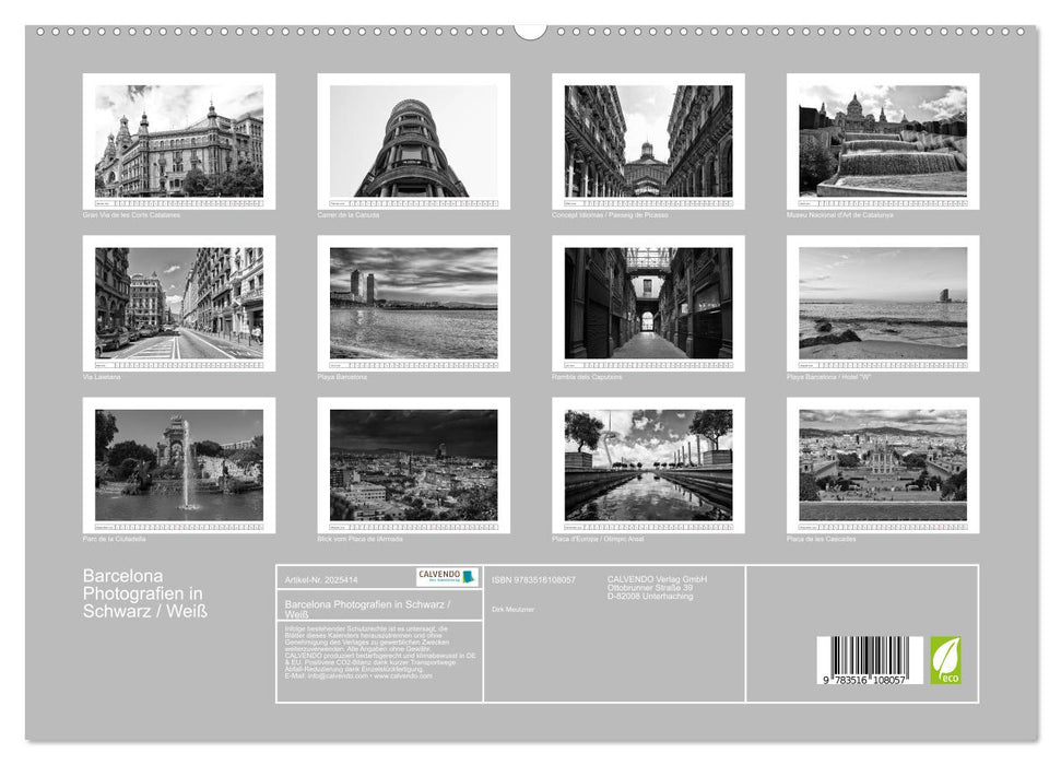 Barcelona Photografien in Schwarz / Weiß (CALVENDO Premium Wandkalender 2026)