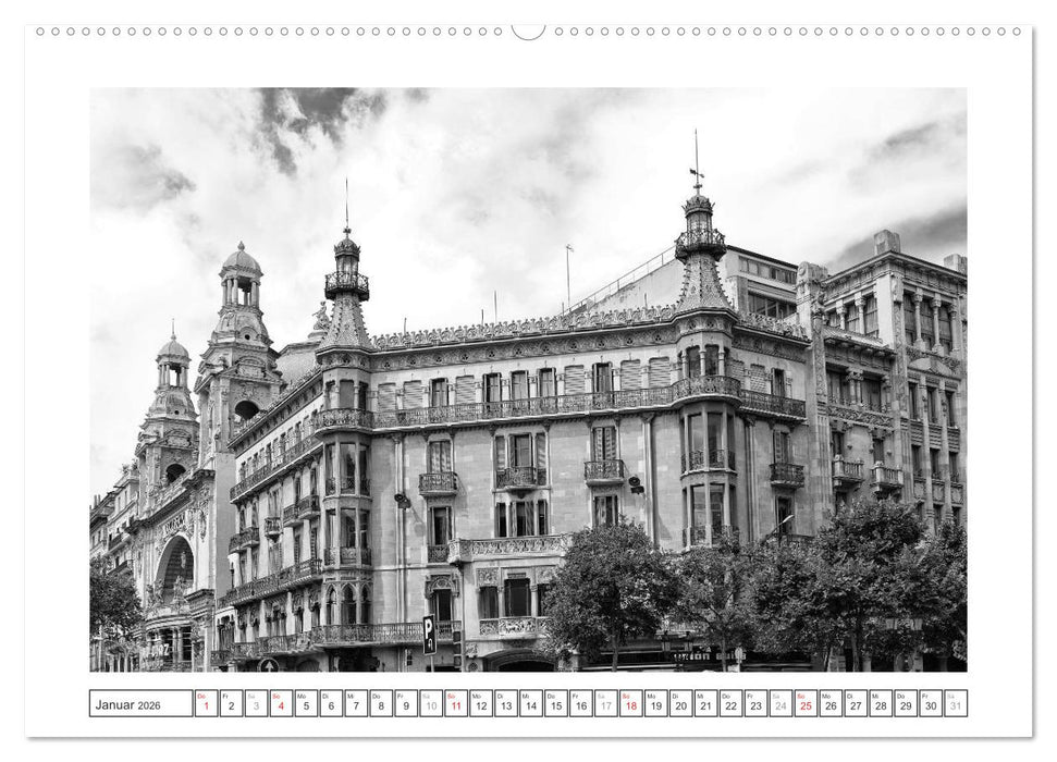 Barcelona Photografien in Schwarz / Weiß (CALVENDO Premium Wandkalender 2026)