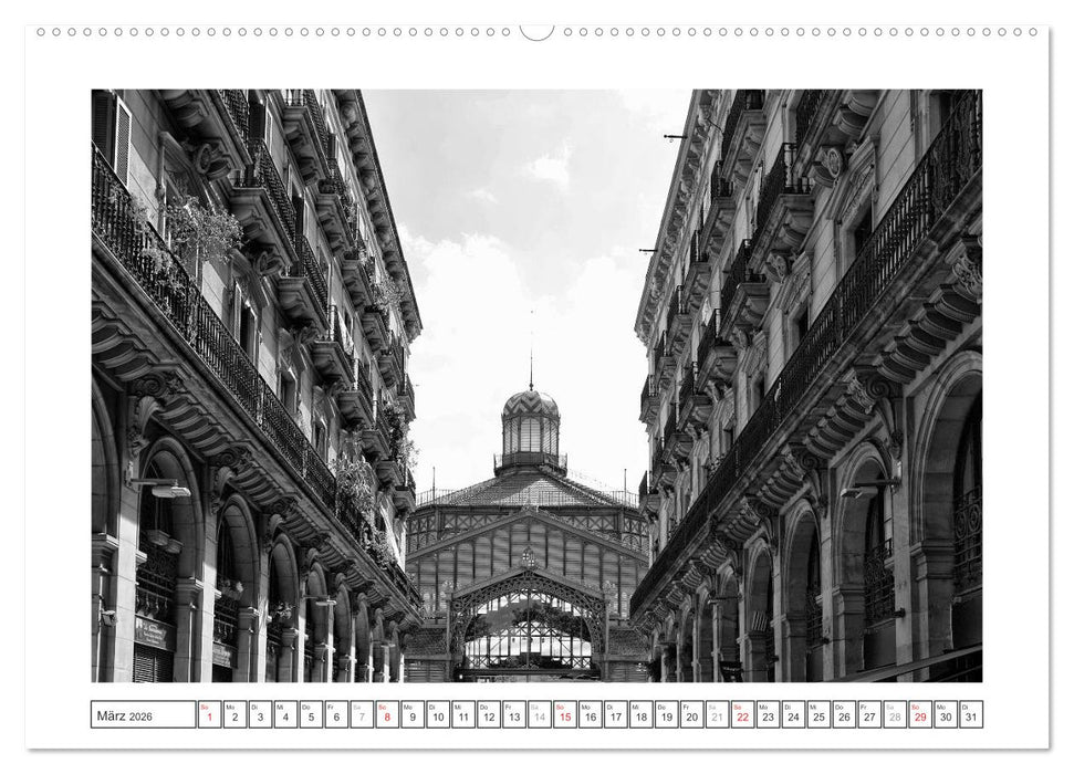 Barcelona Photografien in Schwarz / Weiß (CALVENDO Premium Wandkalender 2026)