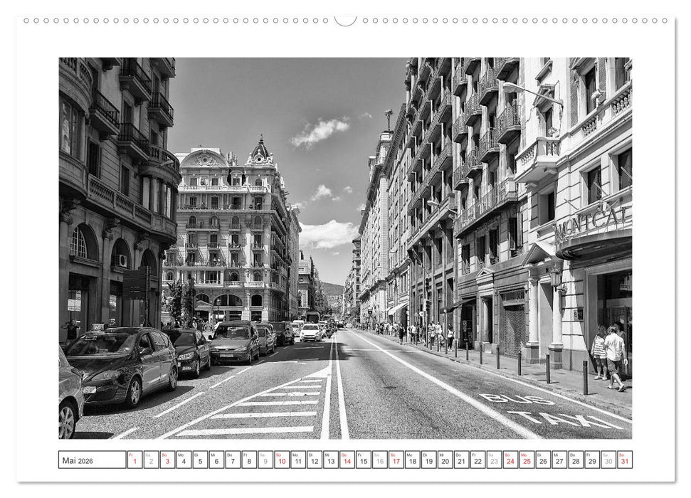 Barcelona Photografien in Schwarz / Weiß (CALVENDO Premium Wandkalender 2026)