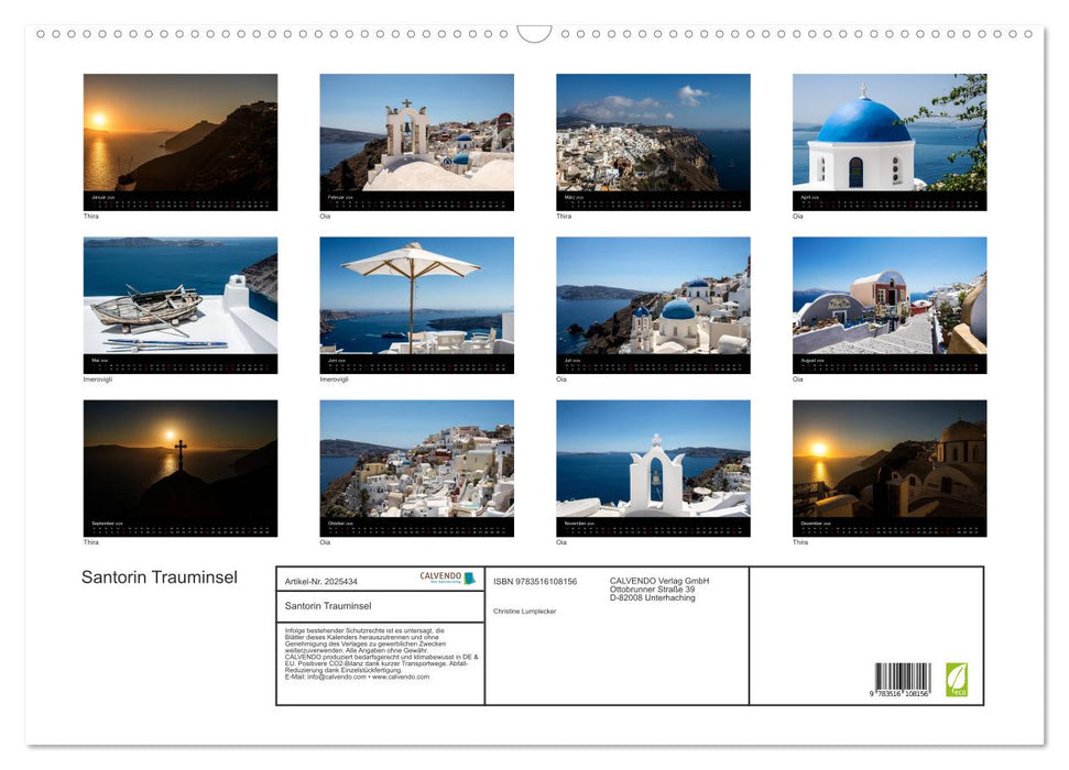 Santorin Trauminsel (CALVENDO Wandkalender 2026)