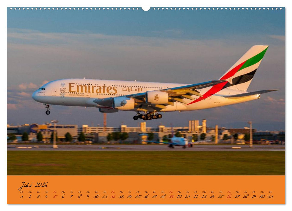 Flugzeuge im Abendlicht (CALVENDO Premium Wandkalender 2026)
