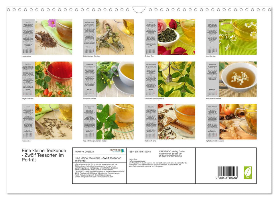 Eine kleine Teekunde - Zwölf Teesorten im Porträt (CALVENDO Wandkalender 2026)