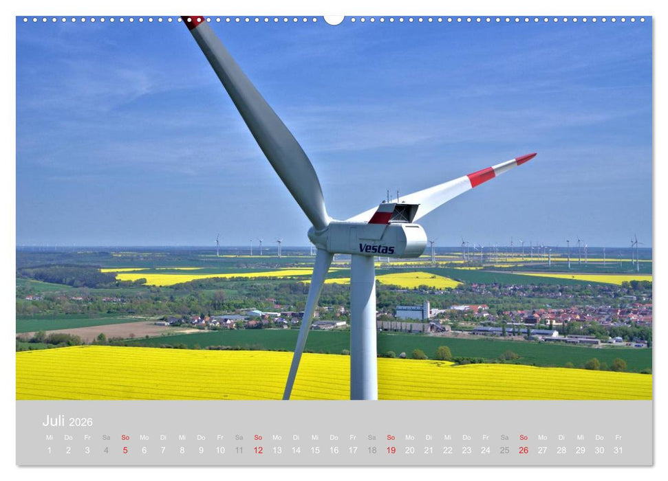 Windkraftanlagen aus der Luft fotografiert (CALVENDO Premium Wandkalender 2026)