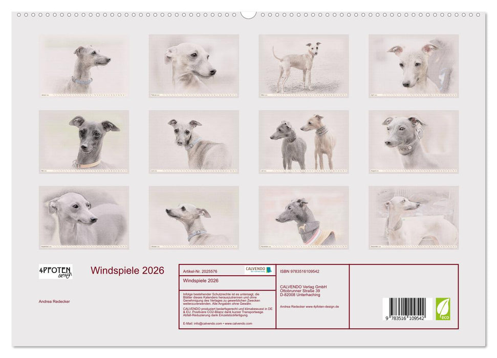 Windspiele 2026 (CALVENDO Premium Wandkalender 2026)