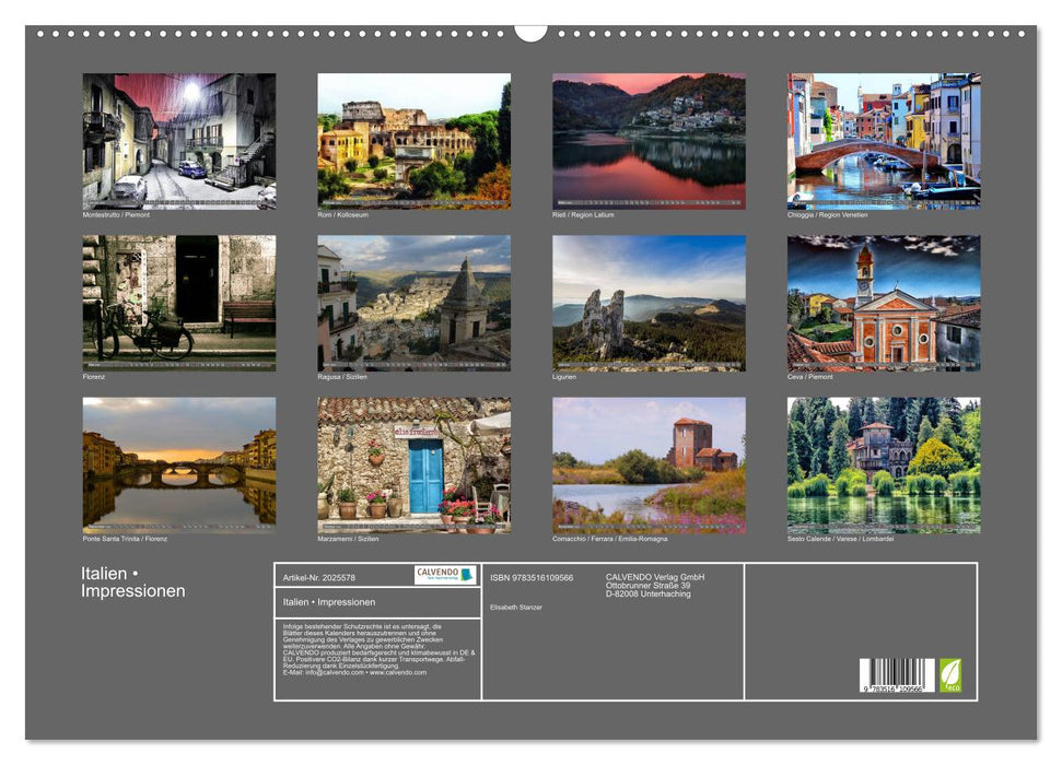 Italien • Impressionen (CALVENDO Wandkalender 2026)