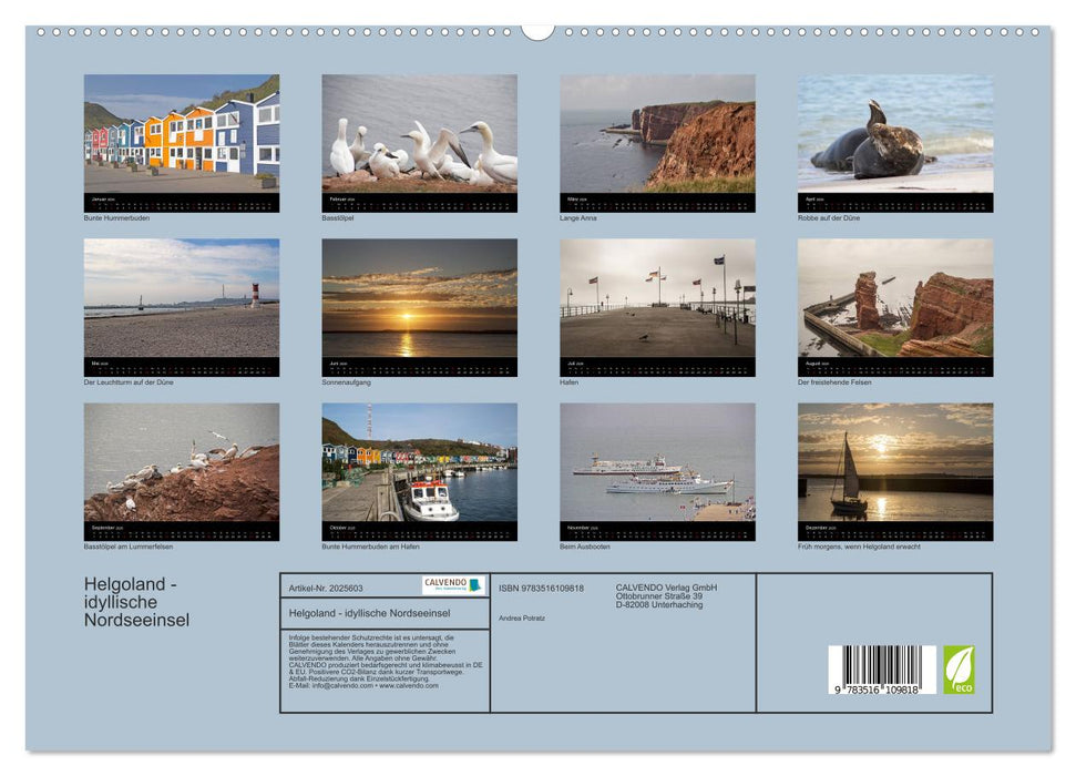 Helgoland - idyllische Nordseeinsel (CALVENDO Premium Wandkalender 2026)