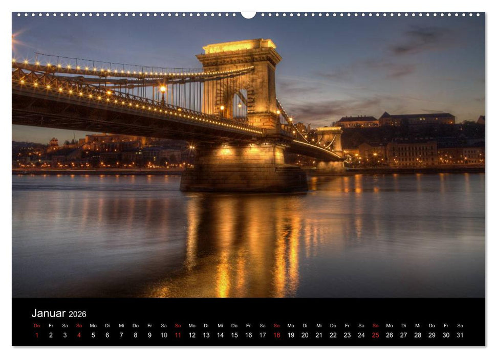 Europäische Städte bei Nacht (CALVENDO Premium Wandkalender 2026)
