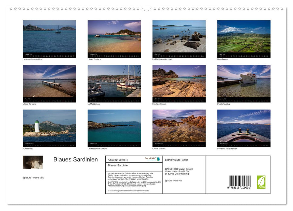 Blaues Sardinien (CALVENDO Premium Wandkalender 2026)