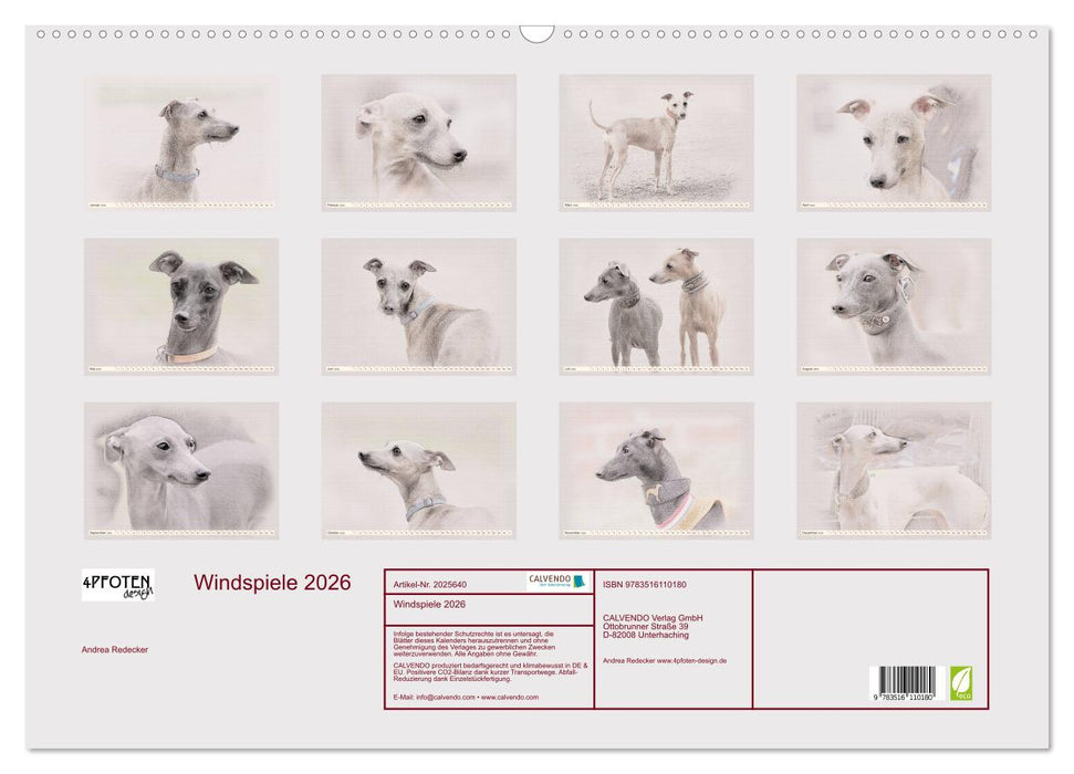 Windspiele 2026 (CALVENDO Wandkalender 2026)