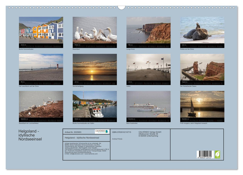 Helgoland - idyllische Nordseeinsel (CALVENDO Wandkalender 2026)