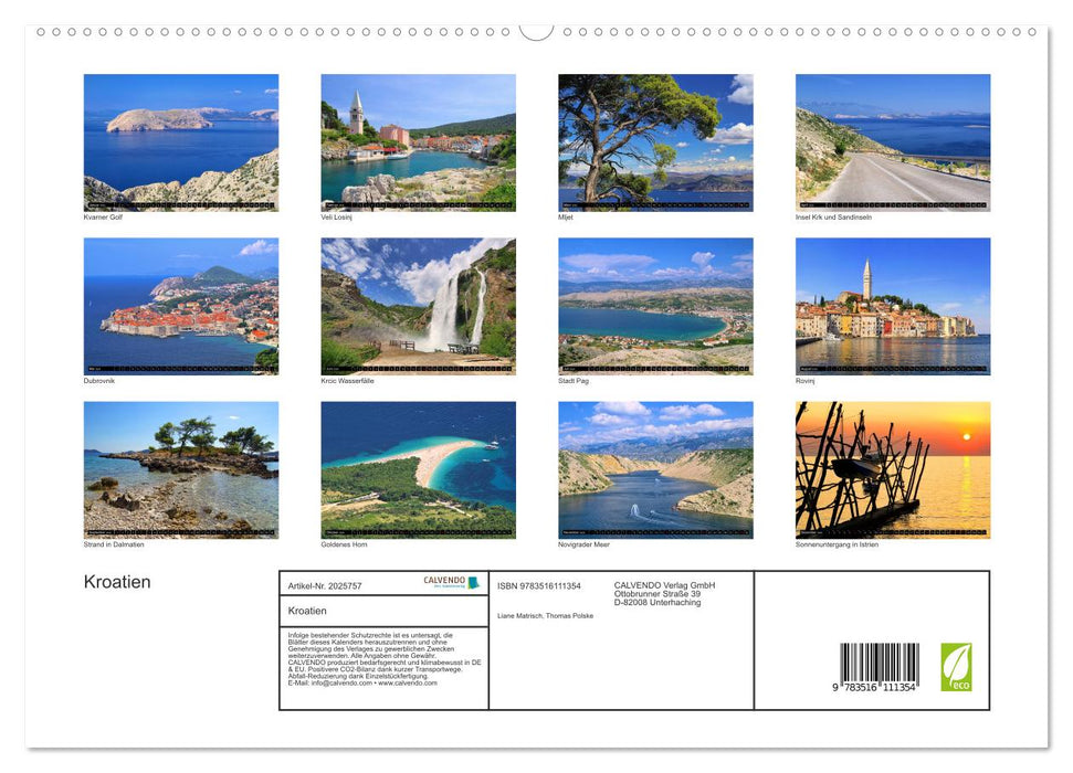 Kroatien (CALVENDO Premium Wandkalender 2026)