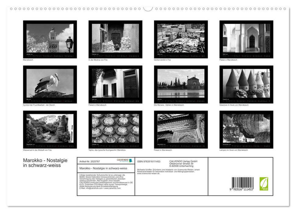 Marokko - Nostalgie in schwarz-weiss (CALVENDO Premium Wandkalender 2026)