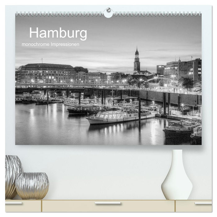 Hamburg monochrome Impressionen (CALVENDO Premium Wandkalender 2026)