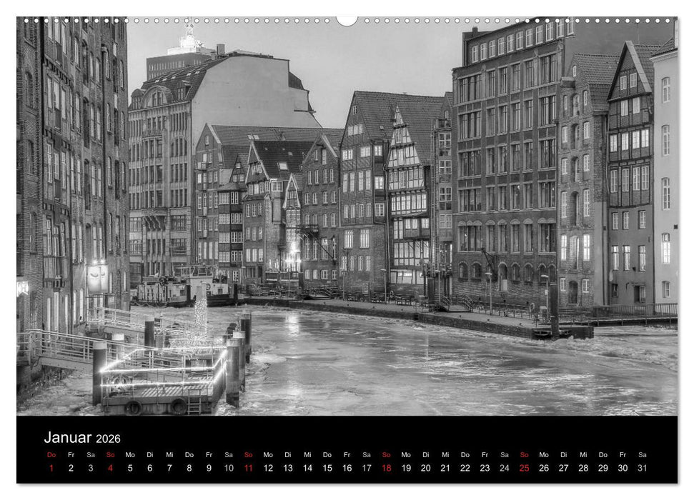 Hamburg monochrome Impressionen (CALVENDO Premium Wandkalender 2026)