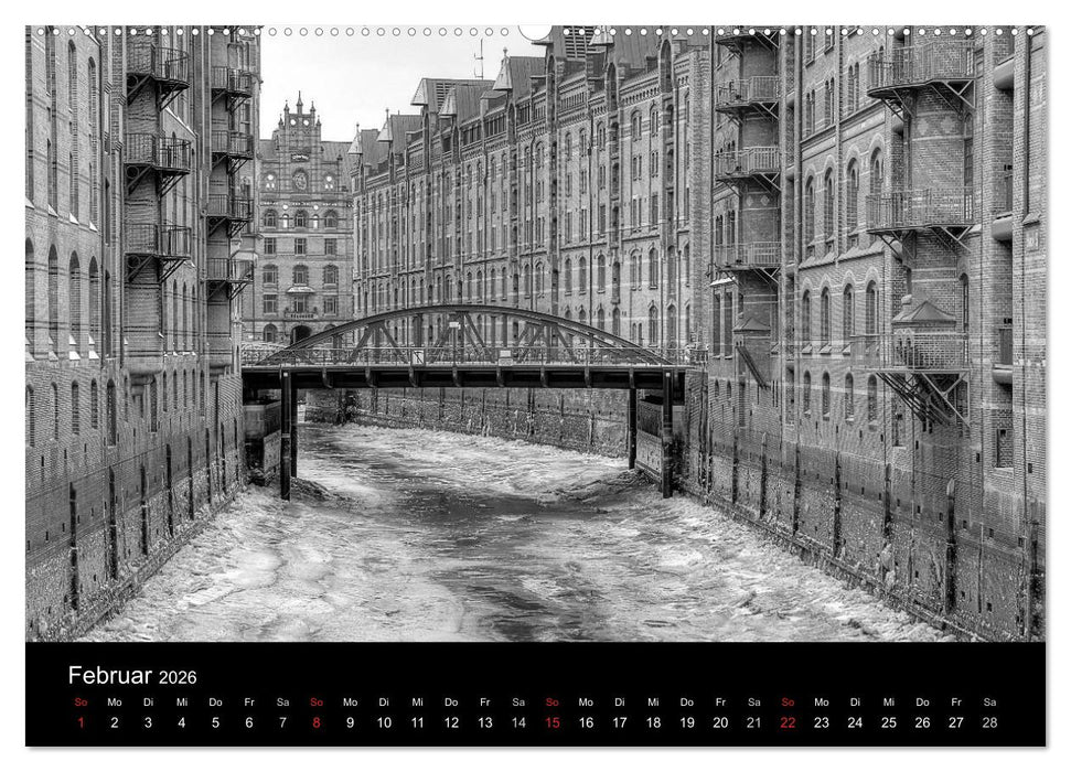Hamburg monochrome Impressionen (CALVENDO Premium Wandkalender 2026)