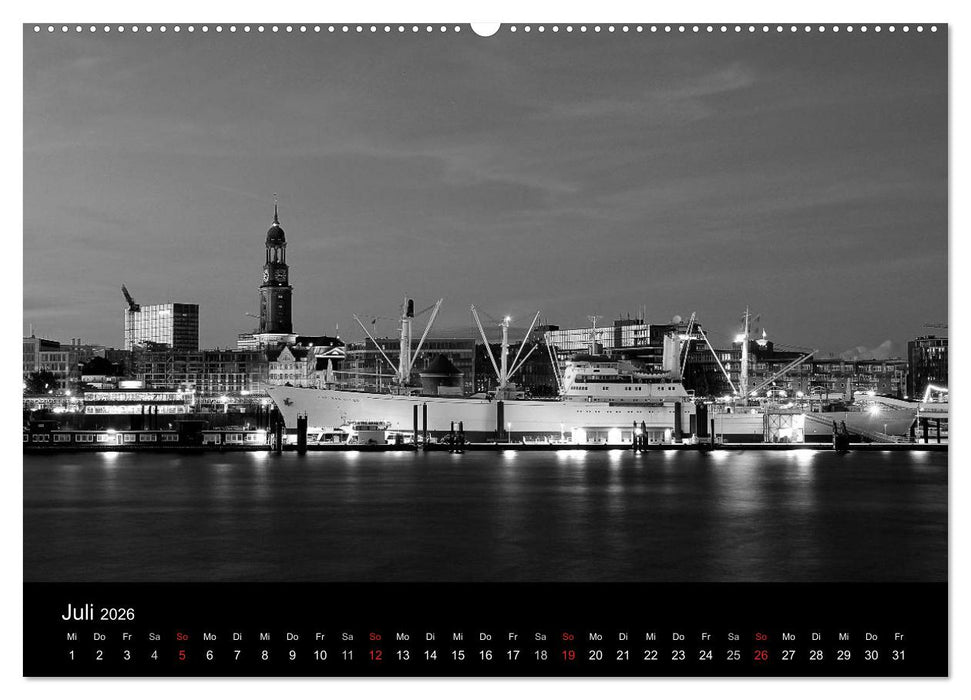 Hamburg monochrome Impressionen (CALVENDO Premium Wandkalender 2026)