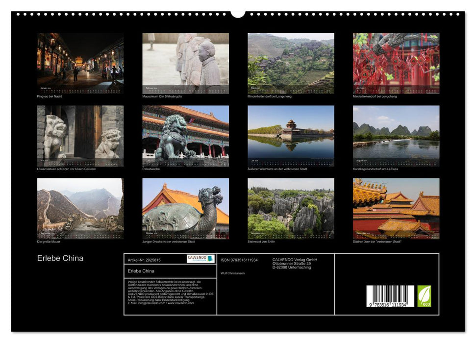 Erlebe China (CALVENDO Premium Wandkalender 2026)