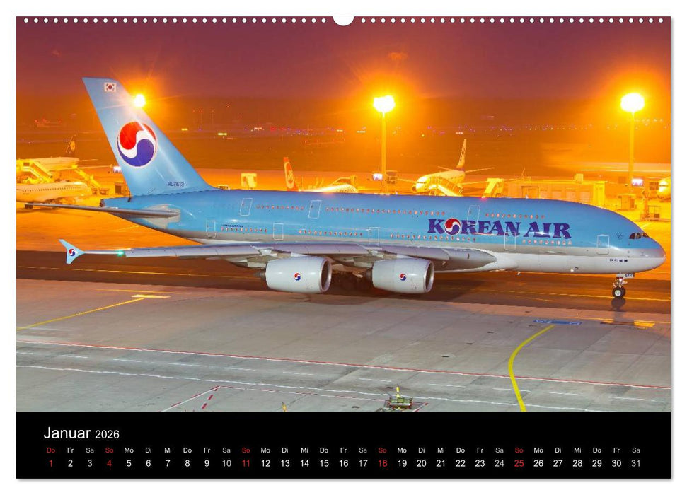 Flugzeuge bei Nacht (CALVENDO Premium Wandkalender 2026)