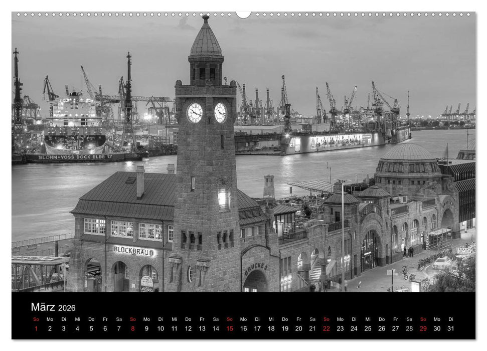Hamburg monochrome Impressionen (CALVENDO Wandkalender 2026)