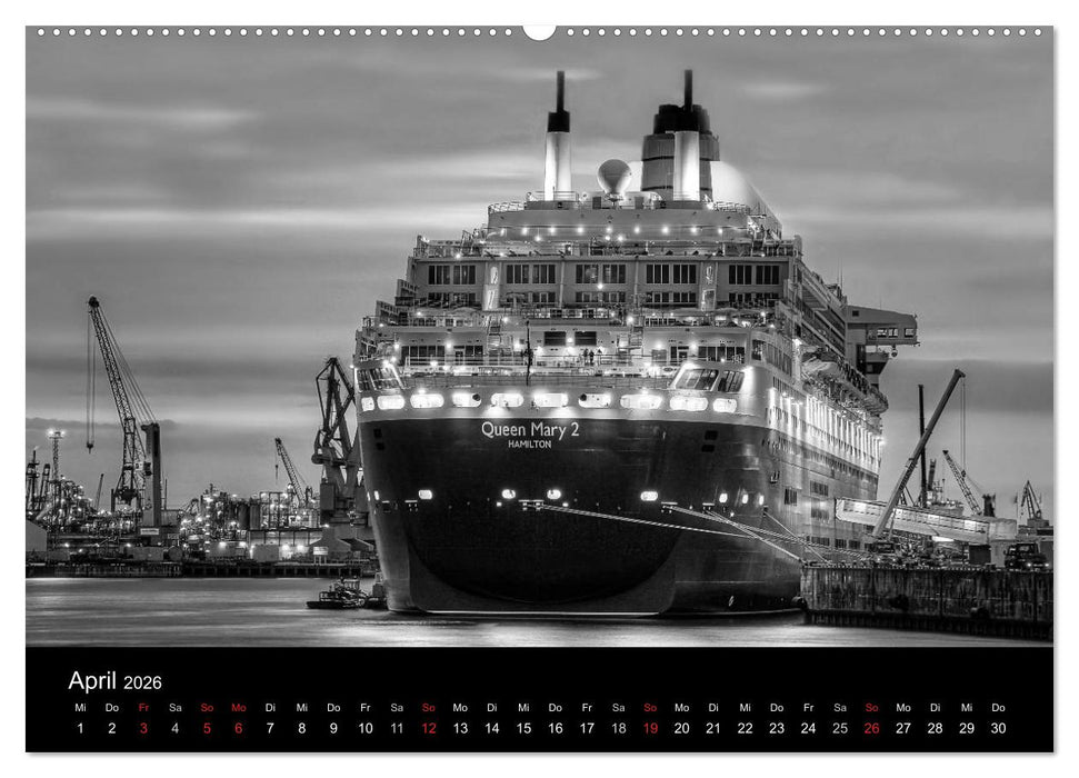 Hamburg monochrome Impressionen (CALVENDO Wandkalender 2026)