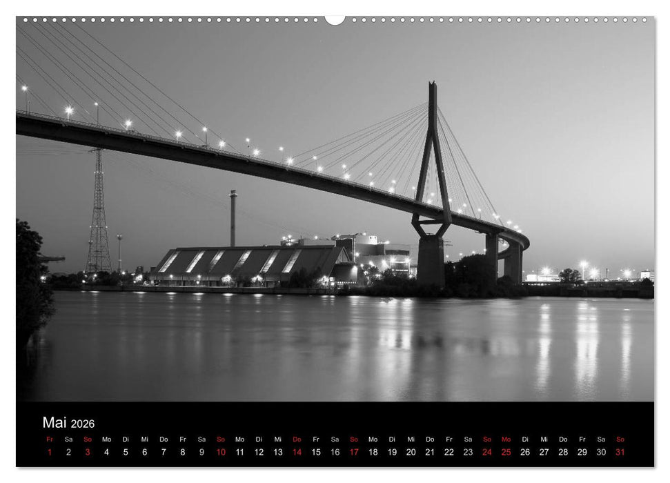 Hamburg monochrome Impressionen (CALVENDO Wandkalender 2026)